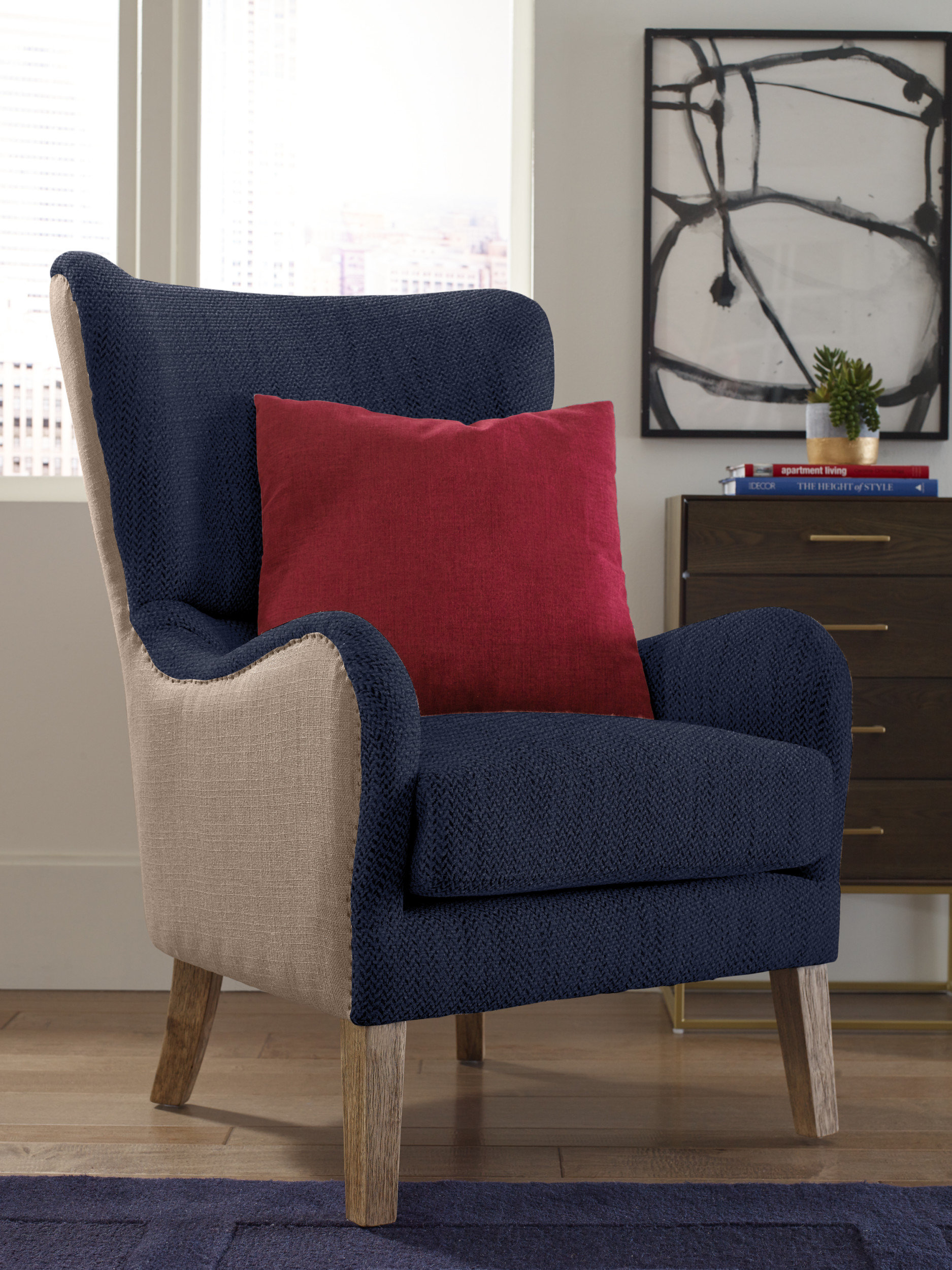 Tommy hilfiger wingback chair with stripe discount